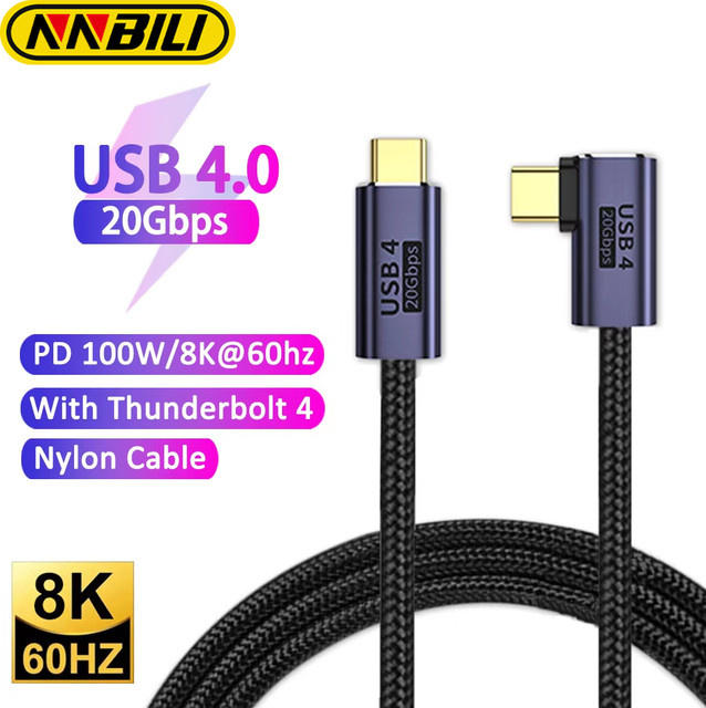NNBILI USB4 Thunderbolt 3 Datenkabel USB Typ C zu Typ C mit 100W PD Schnellladefunktion und 40GB Datenübertragung für Macbook Pro und 8K@60Hz Unterstützung - Bild 1