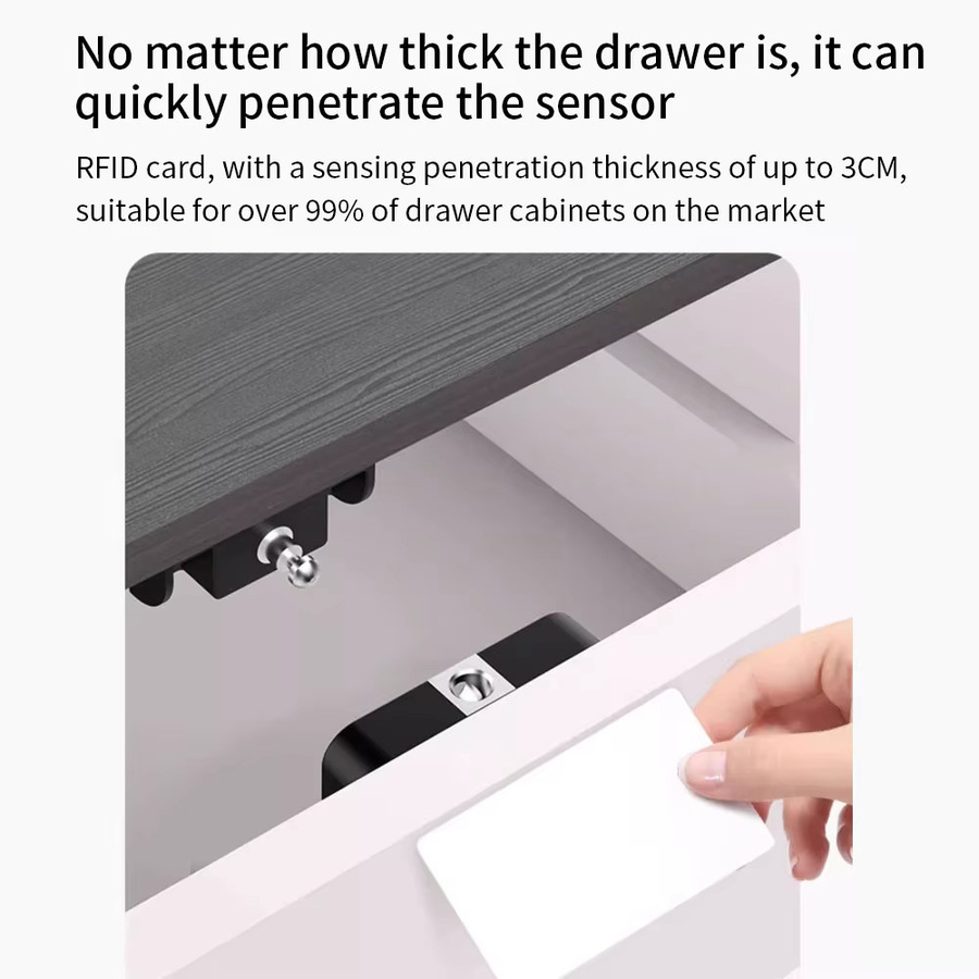 LUCKING DOOR RFID Smart Lock Schwarz, lochfreies unsichtbares Sensor-Induktionsschloss mit Tuya App Unterstützung für Möbel, Sauna, Schrank und Schließfach - Bild 2
