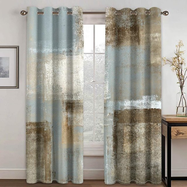 Yiran Furniture Vorhangset mit 3D-Abstrakter Kunst und geometrischer Schattierung, 2er-Set aus Polyester, Mehrfarbig, Höhe: 160 cm, Breite: 100 cm - Bild 1