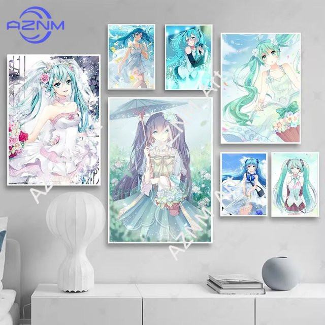 KAYOU Anime Miku Leinwandgemälde als dekoratives Wandbild im Portraitformat für dein Wohnzimmer, mehrfarbig - Bild 1