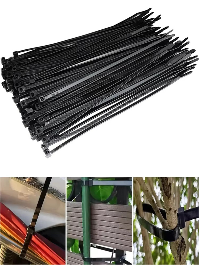 100 Stück selbstsichernde Kunststoff-Nylon-Kabelbinder in Schwarz - Bild 7