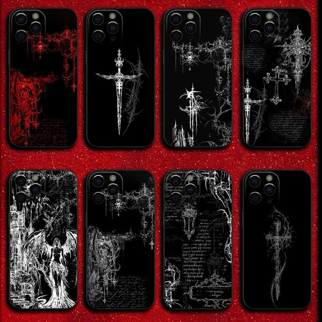 Gothic Cyber Sigil Cross Handyhülle für Samsung Galaxy S25 S24 S23 S22 S21 S20 S10 Note 20 10 Lite Ultra Plus FE in Schwarz - Bild 1