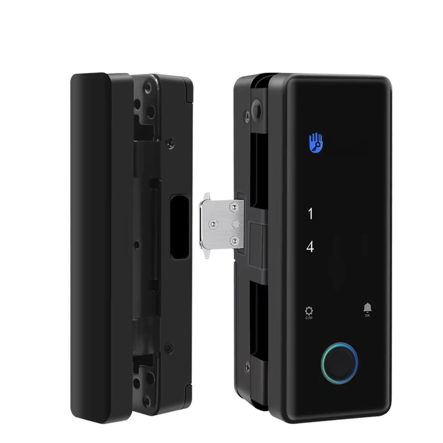 LUCKING DOOR Intelligentes Glasschloss in Schwarz mit Fingerabdruck, Bluetooth, TTLOCK App, Biometrie, RFID IC-Karte und Fernentriegelung für Schiebetüren - Bild 4