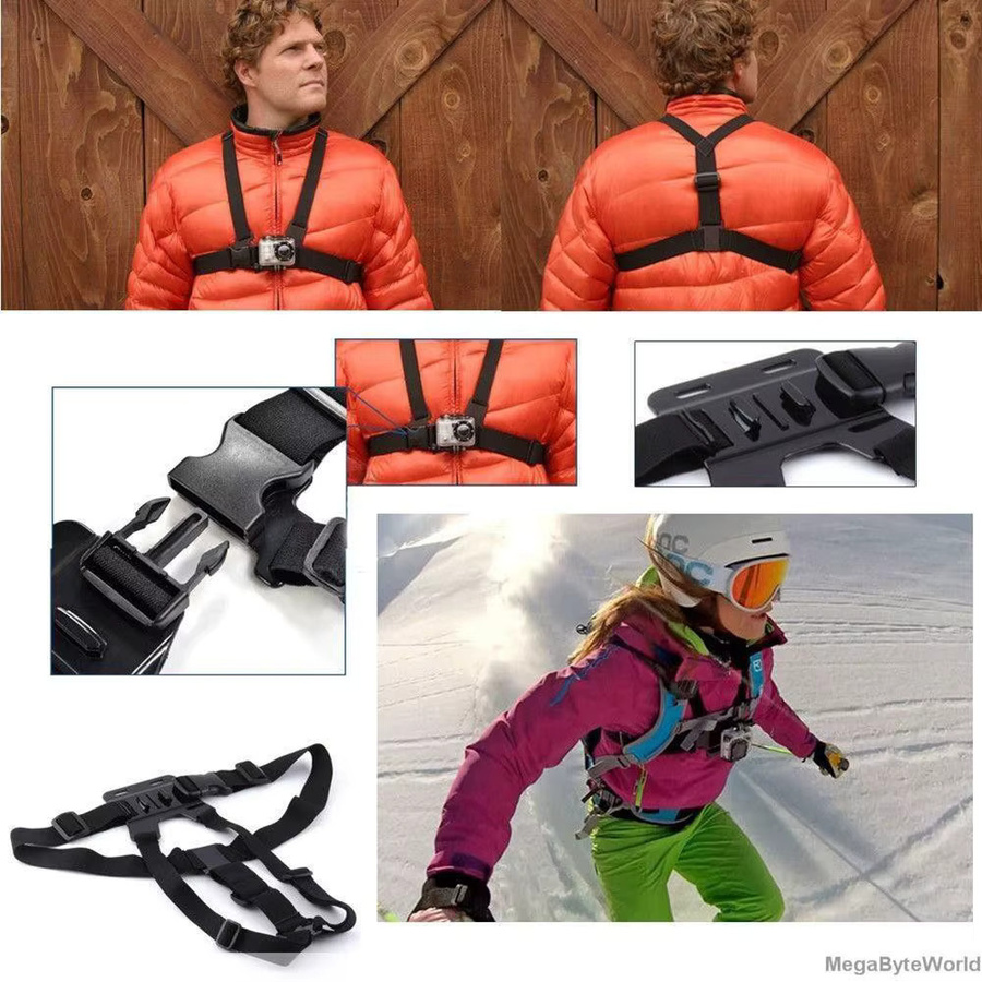 GoPro Brustgurt-Halterung mit verstellbarem J-Haken für Action-Kameras, Schwarz - Bild 5