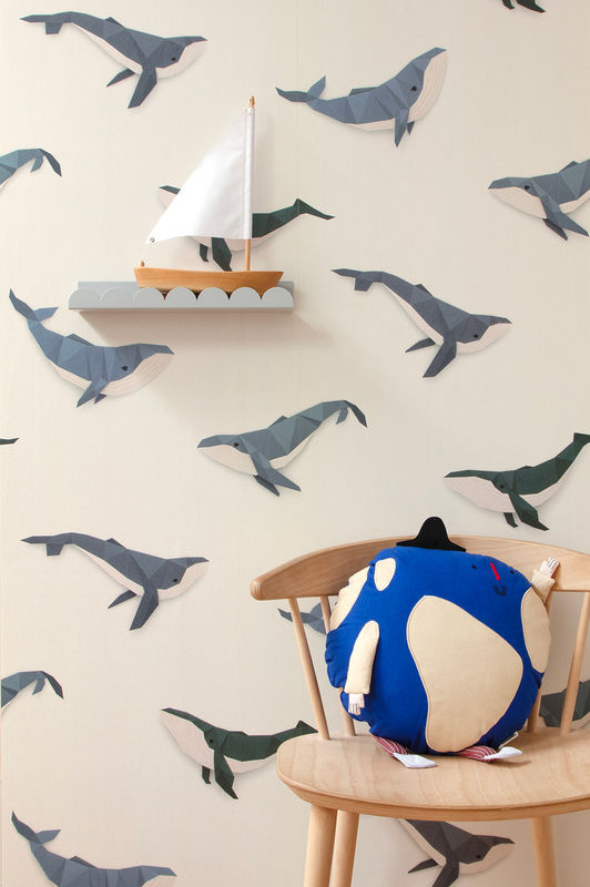 studio ditte Tapete Whale Walvis in Cream Beige mit Wal-Motiv als Vlies Tapete - Bild 2