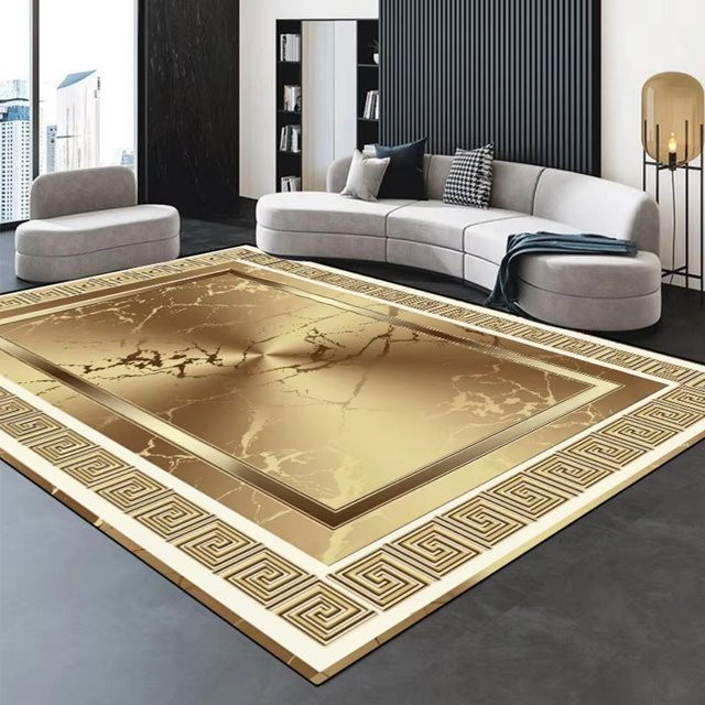 Karpetti Geometrischer Teppich Modern Schwarz Gold B/T: 40 x 60 cm - Bild 1