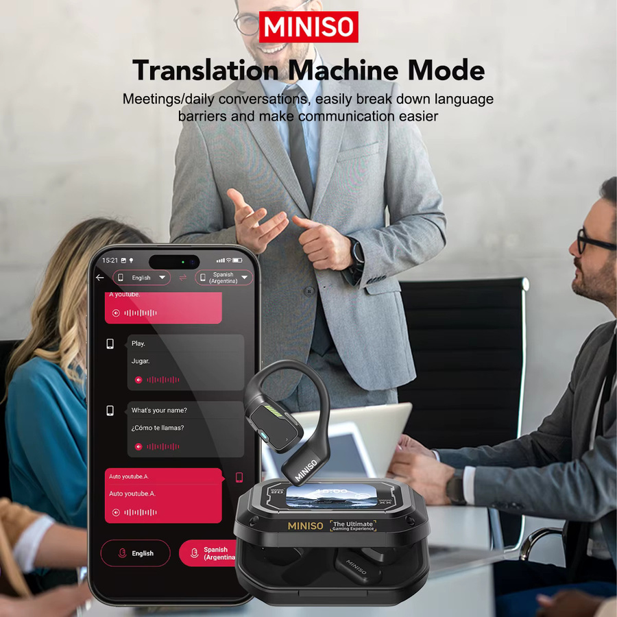 MINISO M98 AI Übersetzer-Kopfhörer, kabellose In-Ear Bluetooth Headsets für Büro und Chat, Schwarz - Bild 5