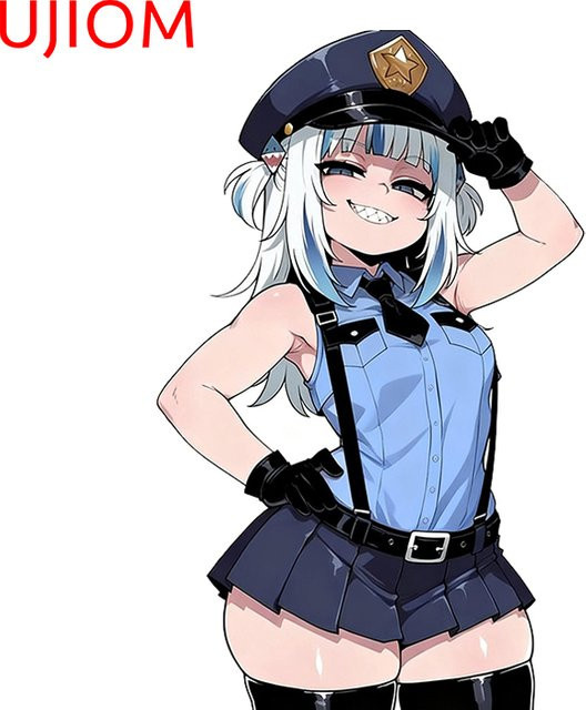 UJIOM Kawaii Polizei VTuber Gawr Gura Wandaufkleber, Wasserdichter Cartoon Wandaufkleber für Kinderzimmer, Mehrfarbig - Bild 1