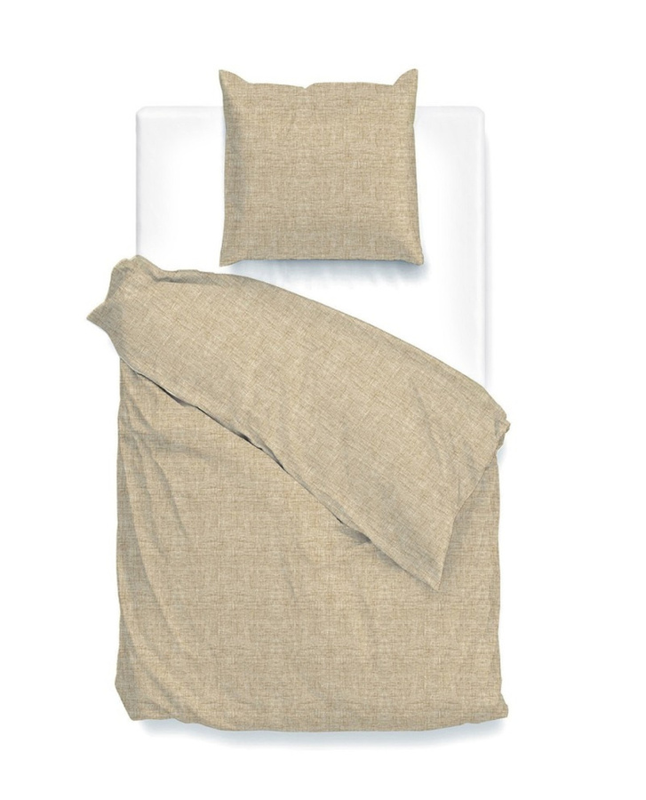 Zo! Home Cotton Bettwäsche Set Lino Tan in Braun Sand Beige, B/H: 135 x 200 cm mit Kissen 80 x 80 cm - Bild 1