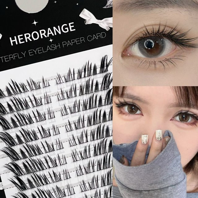 Herorange Schräge Cluster-Wimpern, Natur-Look, 01 - Bild 1