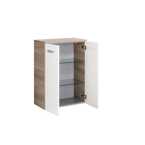 Fackelmann Bad-Hängeschrank Luxor Doppel-Midischrank mit 2 Türen und Soft-Close-Funktion, Steinesche/Weiss, B/H/T: 60,2 x 82,6 x 32,0 cm - Bild 2