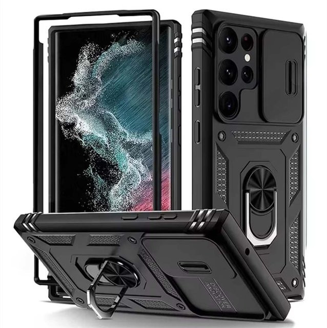 Clucy 360° Vollschutz-Handyhülle für Samsung Galaxy S26 S25 S24 S23 Ultra mit Panzerung, Magnetring und Standfunktion in Schwarz, Pink oder Grün - Bild 1