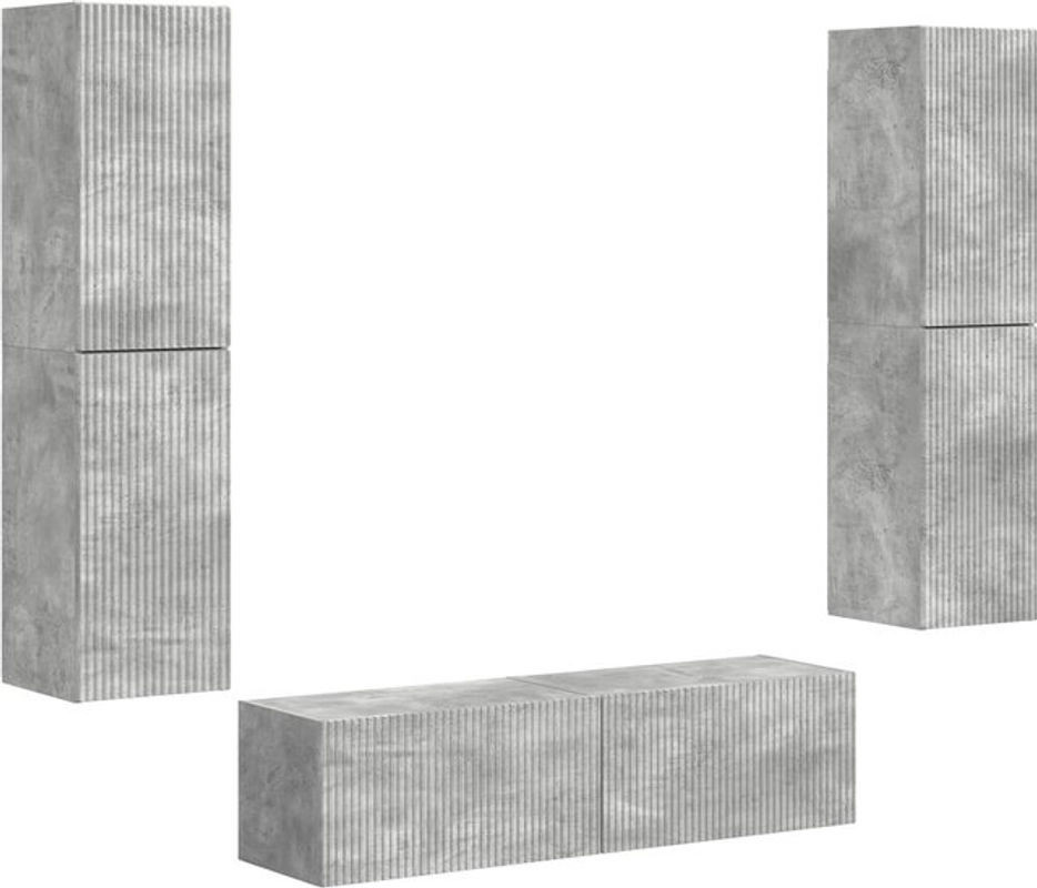 6-teiliges TV-Schrankset im Industrial Design von vidaXL in Beton-Optik und Grau aus Holzwerkstoff - Bild 1