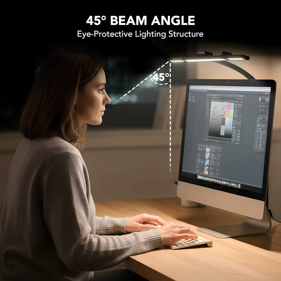 Dimmbare LED-Schreibtischlampe von aiopp in Schwarz mit 360 Grad flexiblem Schwanenhals und verstellbarem Schwenkarm für Home Office und zum Lesen - Bild 4