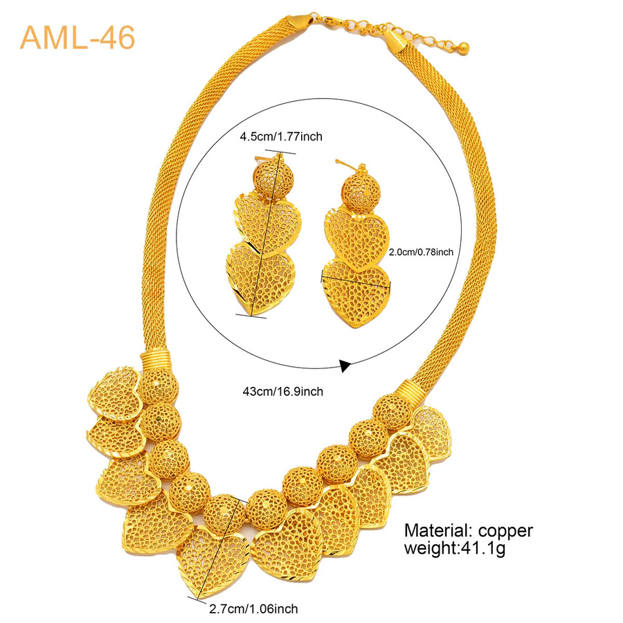 XUHUANG Schmuckset Halskette, Ohrringe, Gold, Damen - Bild 4