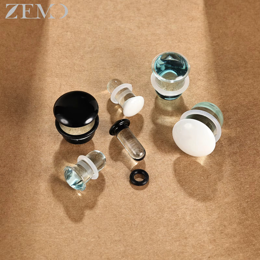 ZEMO Ohr Plug Tunnel, Glas, Schwarz, Unisex - Bild 5