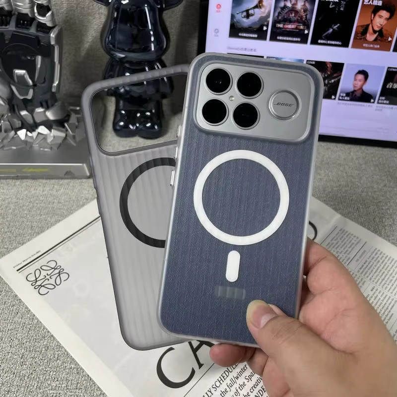 Magnetische Wellpappe Schutzhülle für POCO F8 Pro Ultra und POCO F8 Pro, Matt Metall Design, Stoßfeste PC Abdeckung in Schwarz und Grau - Bild 1