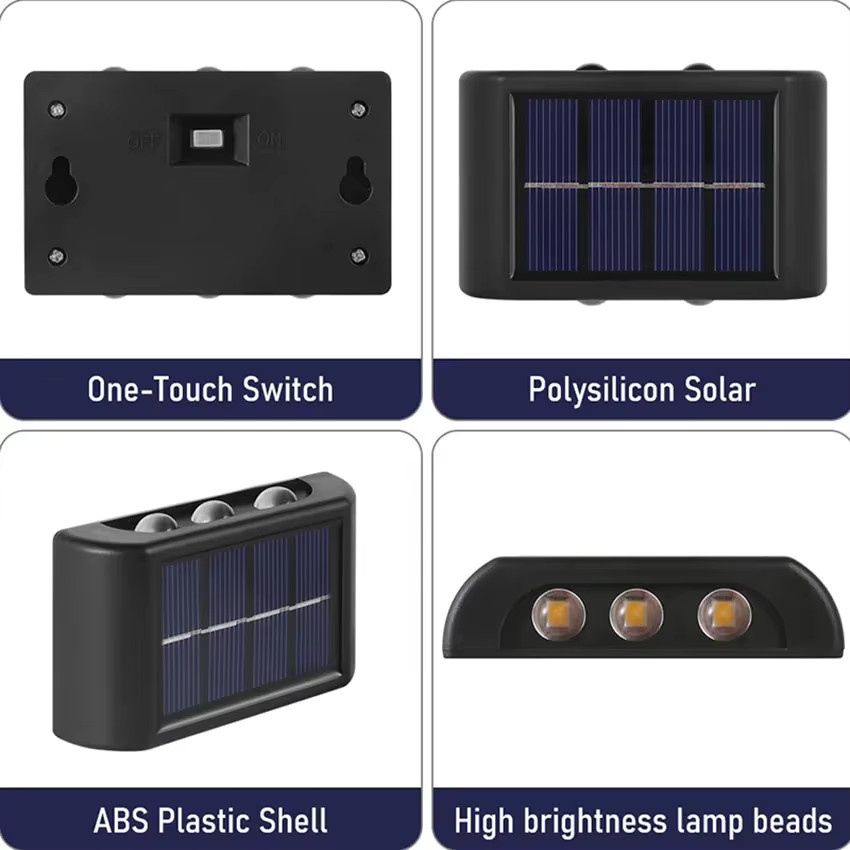 Heinast Solar-LED-Wandleuchte in Schwarz, wasserdichte Außenbeleuchtung mit Dämmerungssensor für Garten und Terrasse, Up-and-Down-Licht in Warmweiß - Bild 3
