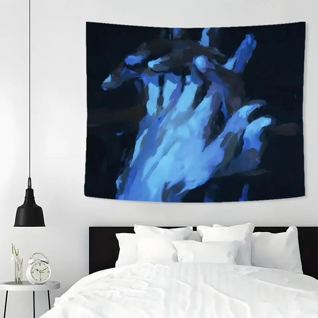 VIKAMA Wandteppich in Blau, abstrakte minimalistische Kunst als Wandbehang aus Textil, B/H: 60 x 40 cm - Bild 1