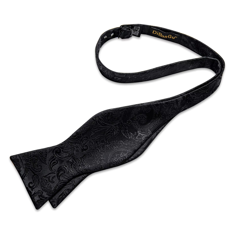 DiBanGu Selbstbindende Fliege mit Broschenkette, Paisley-Blumenmuster, Herren - Bild 5