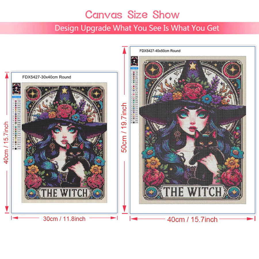 QIZITENG Diamantmalerei Set Hexe Tarot Motiv als DIY Mosaik Kunst Set in Multicolour - Bild 3