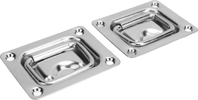 Igeteck Hebe-Zugringgriff aus Edelstahl, 2 Stück, Silber, B/H: 76 x 57 mm - Bild 1