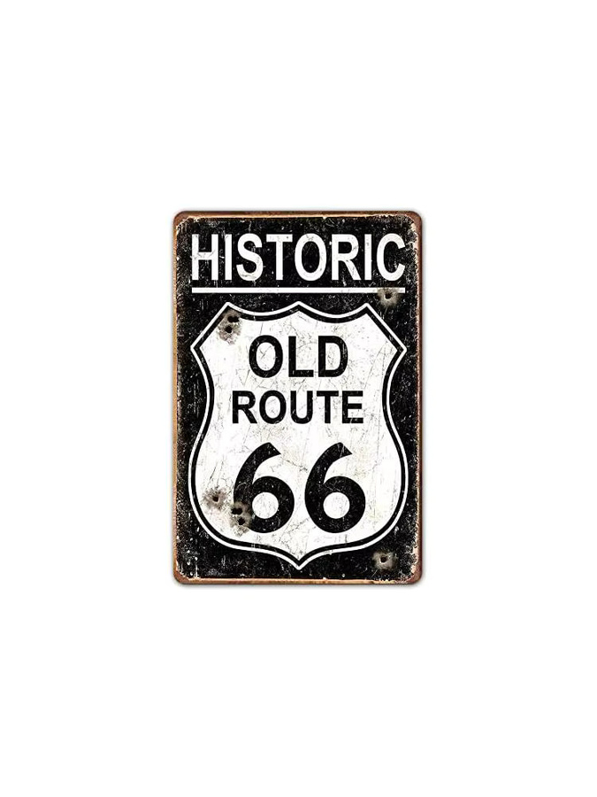 TOLANK Vintage Metallschild Old Route 66 Retro-Stil in Schwarz und Multicolour, B: 20,0 cm, H: 14,0 cm - Bild 2