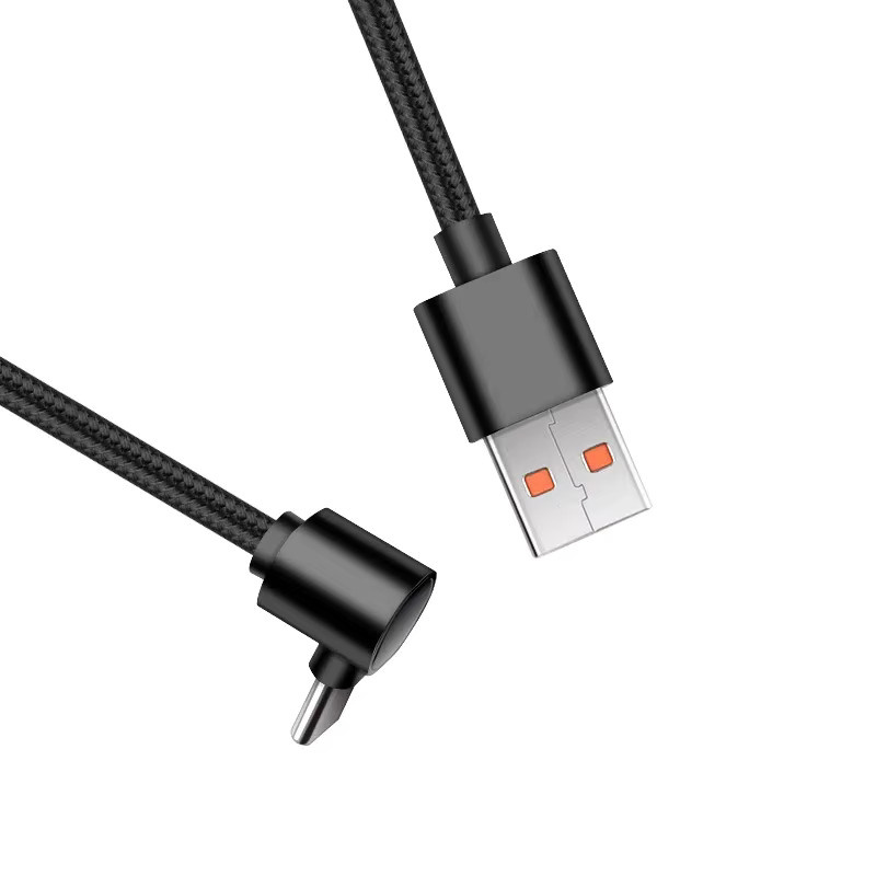 USB A auf USB C Schnelllade-Datenkabel mit 60 W und 90 Grad Winkel in Schwarz - Bild 2