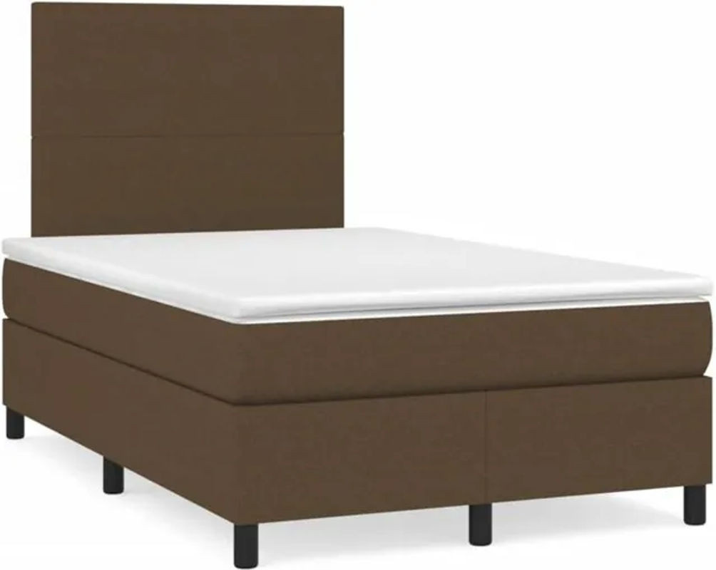 vidaxl Boxspringbett mit Matratze in Braun und Weiß aus Stoff, B/T: 190 x 120 cm - Bild 1