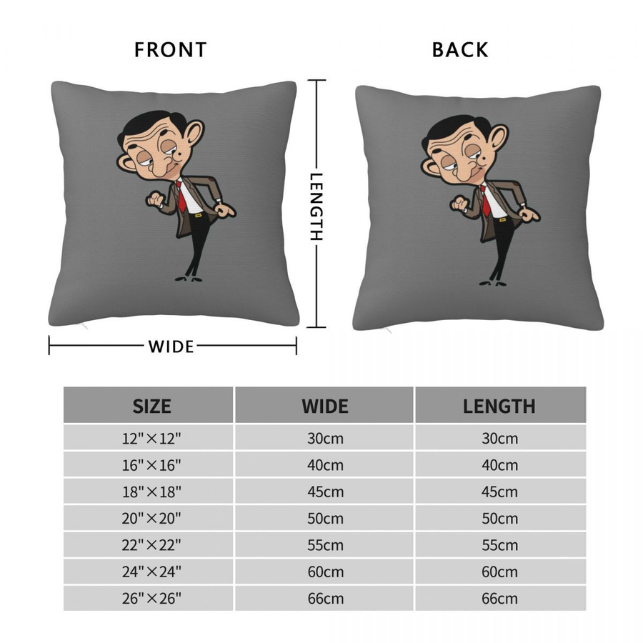 Mr Bean Quadratischer Kissenbezug aus Peach Skin für Sofa und Wohnzimmer, B/B: 18 x 18 cm, 1 Stück - Bild 3