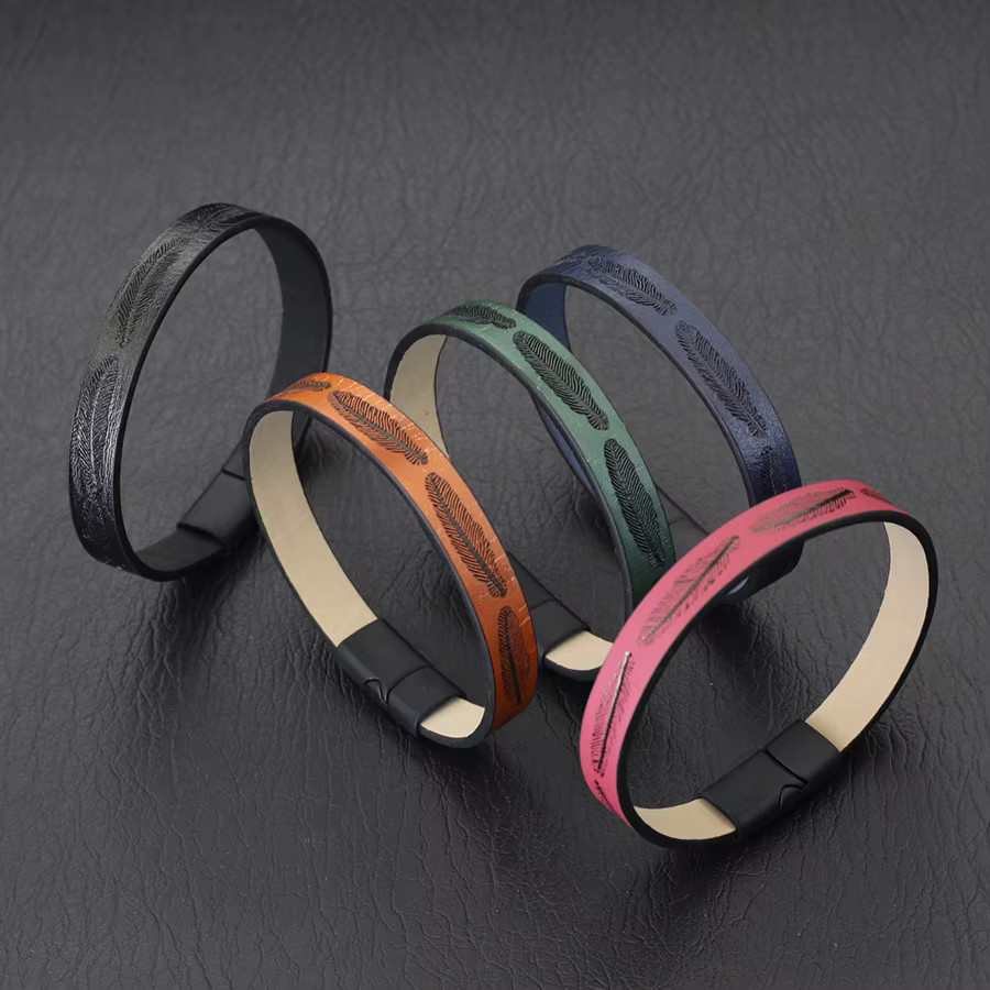 Armband Leder, Schwarz, Herren - Bild 1