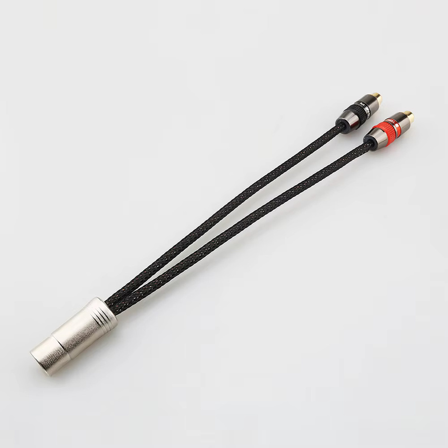 Audiocrast 5-Pin-DIN auf 2 RCA Stereo-Audio-Adapter in Schwarz und Silber, versilbertes OFC-HiFi-Steckerkabel für Plattenspieler, CD-Player und Vintage-Verstärker - Bild 2