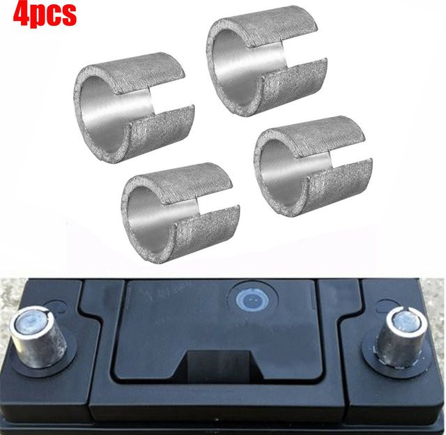 2 Paar Autobatterie Anschlussadapter für positive und negative Pole in Silber - Bild 1