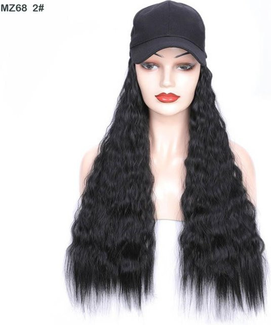 Jeedou Baseballkappe Perücke, Welliges Lockiges Haar, Synthetisch, Damen - Bild 1