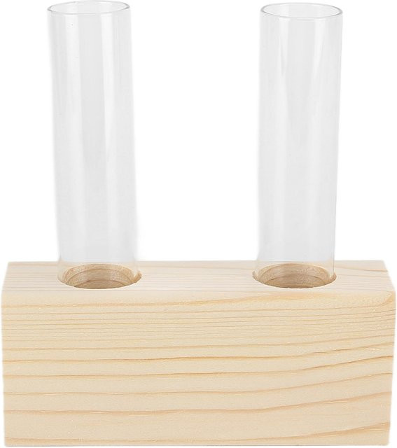 Tooarts Reagenzglas Pflanzenvase aus Glas und Holz in Transparent mit Retro-Design für Hydrokultur - Bild 1