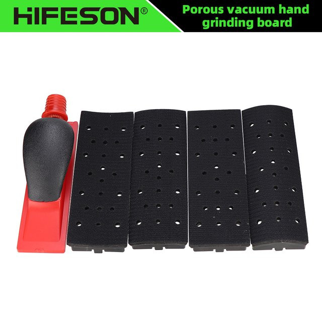 HIFESON 4 in 1 Handheld Schleifblock Set mit Vakuum-Funktion, manuelles Schleifwerkzeug zum Polieren, Farbe: Rot, B/T/H: 19,8 x 7,0 cm - Bild 1