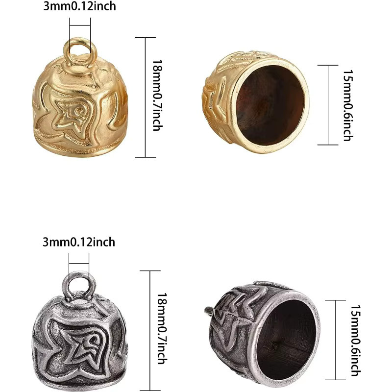Metallschnur-Endkappen mit Schlaufe, Gold, Silber, 16 Stück - Bild 2