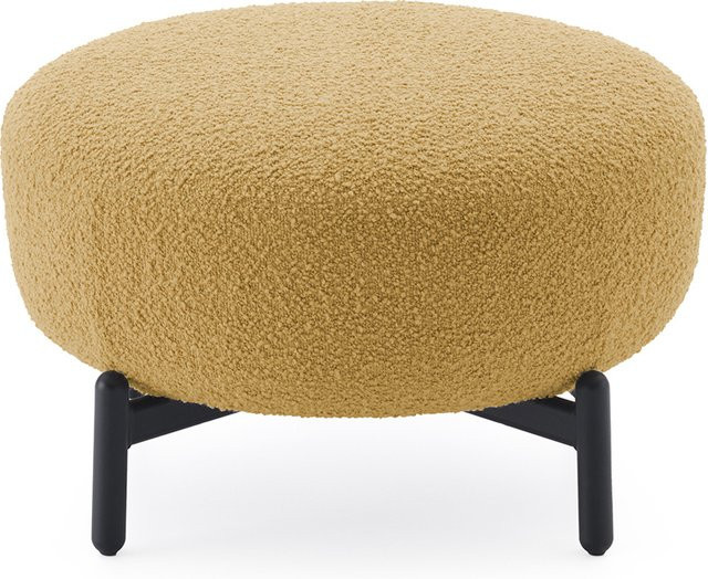 Kartell Lunam Pouf Curly Hocker aus Bouclé-Stoff in Gelb mit Metallgestell - Bild 1