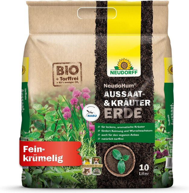 Neudorff Neudohum Aussaat- und Kräutererde für die Aussaat, Anzucht von Jungpflanzen und Stecklingen sowie die Kultivierung von Kräutern, 10 kg - Bild 1