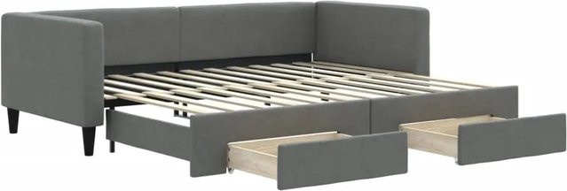 vidaXL Tagesbett ausziehbar mit Schubladen in Dunkelgrau, B/T/H: 90 x 200 x 68 cm - Bild 1