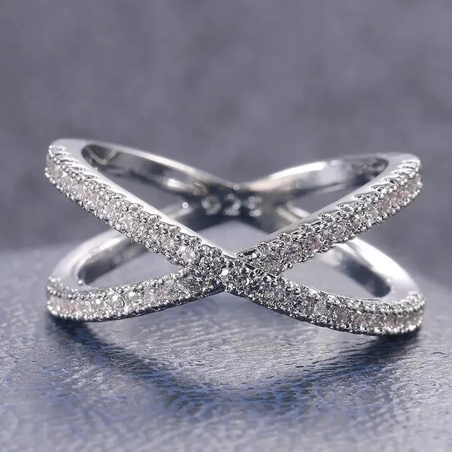 Huitan Ring, Messing, Zirkonia, Silber, Unisex - Bild 1