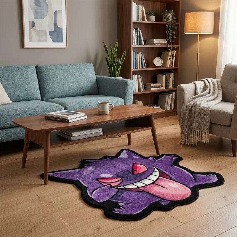 Pokemon Gengar Teppich von Bandai in Lila, rutschfeste Plüsch-Bodenmatte für Schlafzimmer und Gamingzimmer - Bild 4