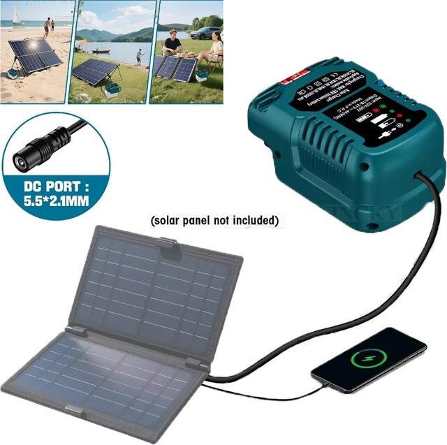 Makita Solar-Adapter Akku-Ladegerät für 18V und 21V Akkus von Elektrobohrern, Elektroschraubern und Winkelschleifern - Bild 1
