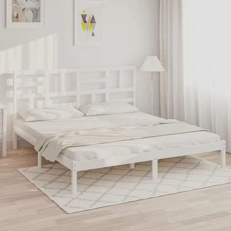 Massivholzbett aus Kiefer von Vidaxl in Weiß, Design: Modern, Landhaus oder Minimalistisch, B: 180 cm, L: 200 cm - Bild 1