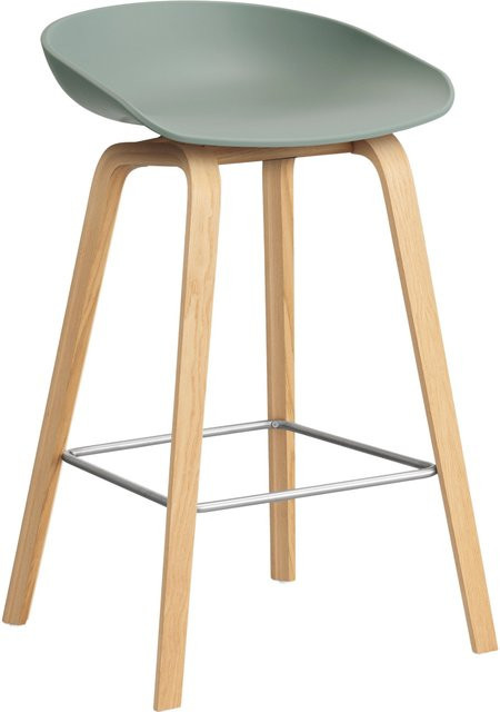 HAY About A Stool AAS 32 Hocker in Grün mit Eichenholz oder Walnussholz und Polypropylen - Bild 1