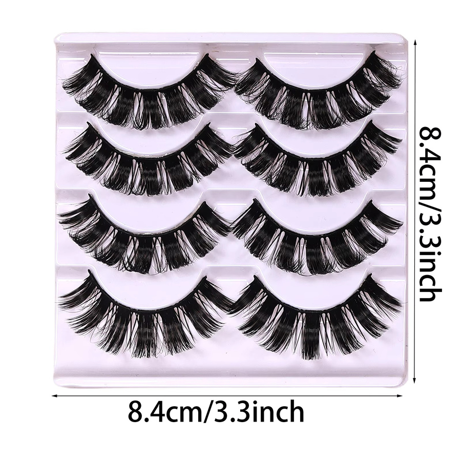 JIEFUXIN Künstliche Wimpern, 4 Paar, DD Curl, Black, Unisex - Bild 4