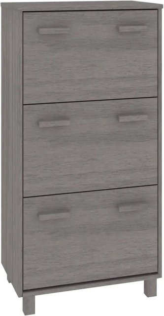 vidaXL Schuhschrank HAMAR aus Massivholz Kiefer in Hellgrau, B/T/H: 59,5 x 35 x 117 cm - Bild 1