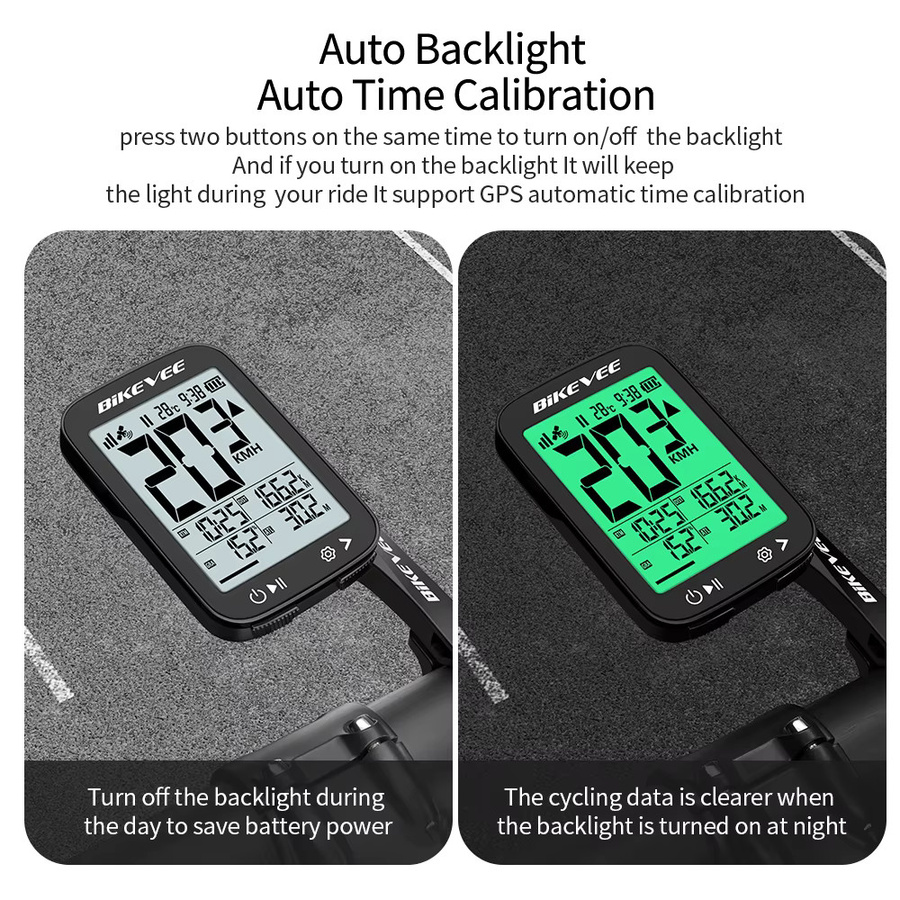 Bikevee Wasserdichter GPS-Fahrradcomputer in Schwarz mit Hintergrundbeleuchtung und multifunktionalen Funktionen für Rennrad und Outdoor-Sport - Bild 4