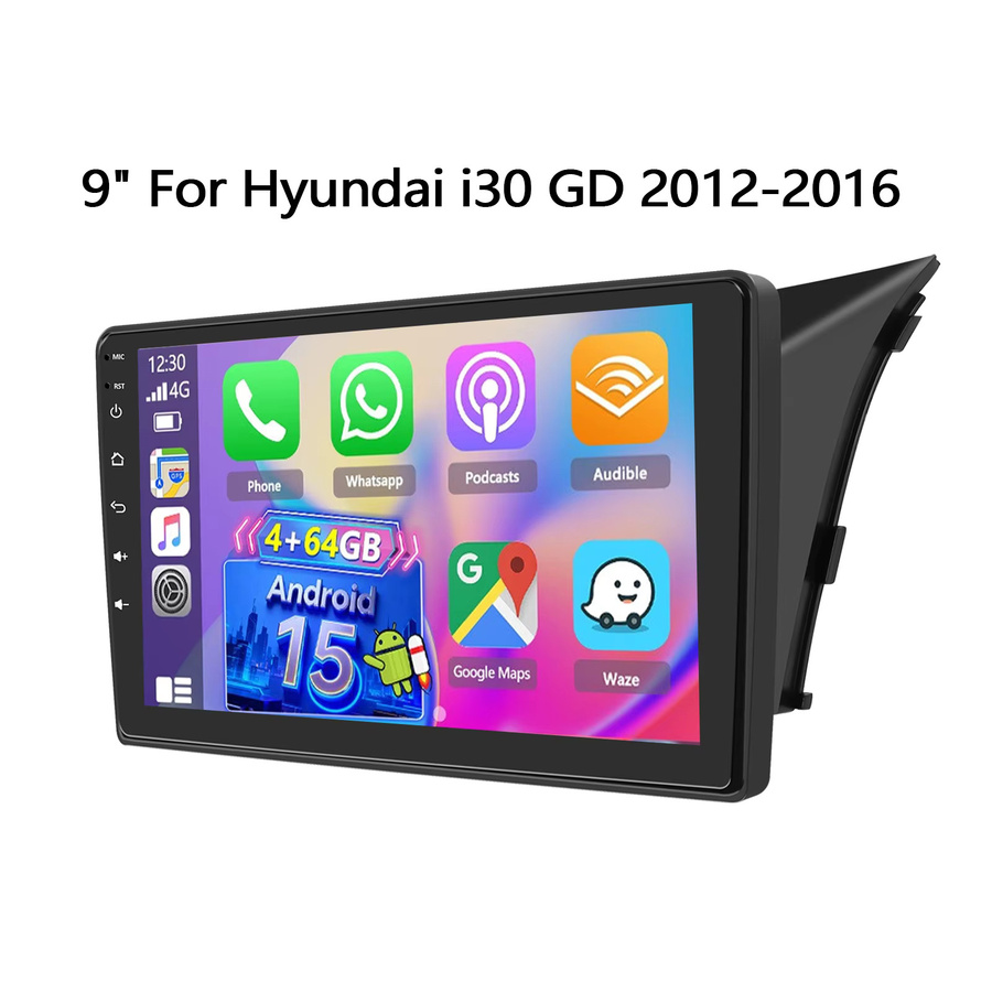 ESSGOO Android 15 Autoradio mit 9 Zoll Touchscreen für Hyundai i30 GD 2012-2016, Wireless Carplay, Android Auto, GPS, Bluetooth, Wifi und Mirror Link, Schwarz - Bild 5