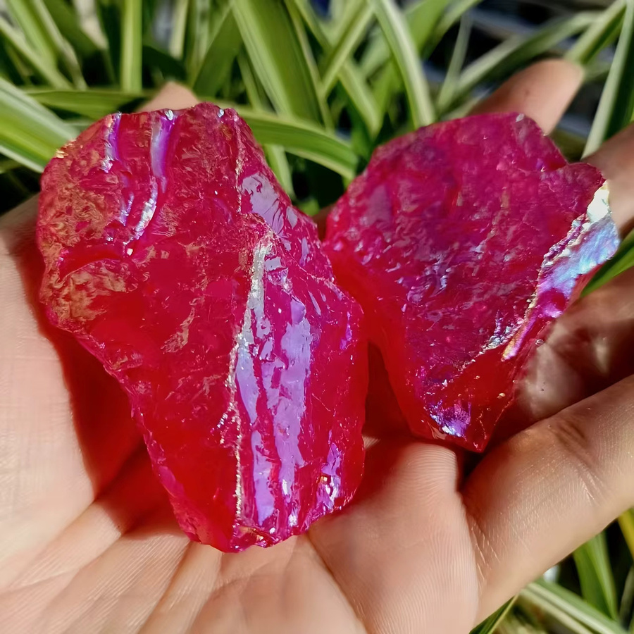 Aura-Klarquarz von CrystalHola, roter Rohstein als hochwertiger Mineralkristall, 100 g - Bild 2